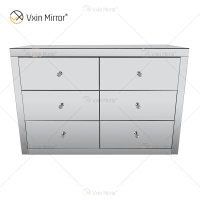 China (Other) WXF-014 Hot Sale Adjustable Silver Home Decor Mirored Closet Cabinet With Muti Drawers for sale