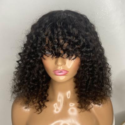 China Beauty Wholesale Hot Sale Ombre Curly Wigs With Bang Hair Wigs Cheap 100% African Deep Wave Curly Hair Wigs for sale