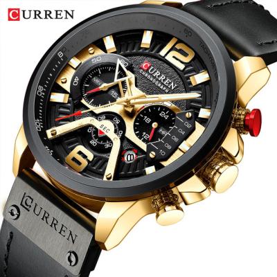 China CURREN Chronograph Watch 8329 Male Chronograph Waterproof Genuine Leather Mens Wristwatches Luminous Quartz Watch For Mens Relojes hombres for sale