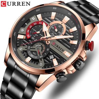 China CURREN Chronograph Watch For Male 8415 Wristwatches Stainless Steel Quartz Mens Chronograph Clock Waterproof Mens Luminous Watches for sale