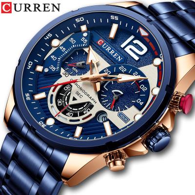 China Luxury Waterproof Chronograph Stainless Steel Quartz Men Watch Chronograph With Luminous Calendar Wristwatches Male CURREN 8395 Watches Men for sale