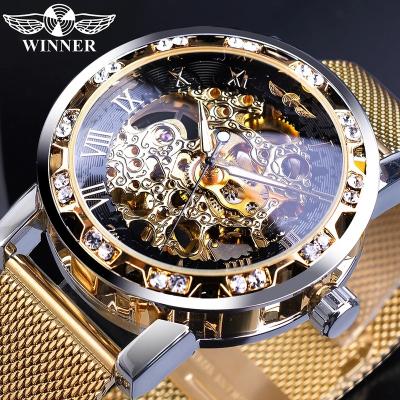 China Winner Waterproof Men Watch Diamond Display Men Business Clock Classic Speed ​​Royal Movement Skeleton Men Mechanical Watches for sale