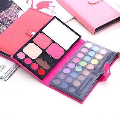 China Wholesale waterproof cosmetics sombra leather eyeshadow combination with blush and compact powder for sale