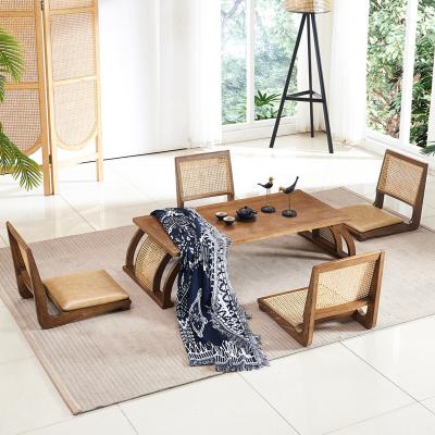 China Japanese tatami chair modern Nordic apode chair living room bedroom living room furniture rattan patio rattan chair back tea table for sale