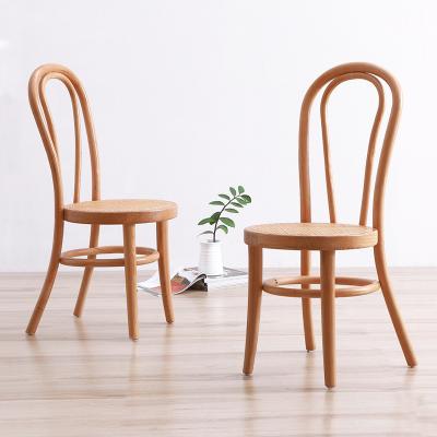 China As Shown Nordic Solid Wood Rattan Simple Net Red Restaurant Coffee House Dining Simple Medieval Back Hair for sale