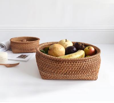 China Serving Tray Living Room Rattan Legumes Vime Para Wicker Food Storage Basket Handmade Fruta Basket for sale