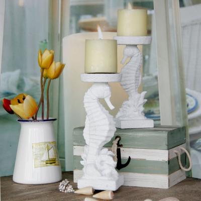 China Unique Home Decoration Resin Other Candelero Best Selling Decorative Vessels Wedding Tealight Seahorse Candle Holder for sale