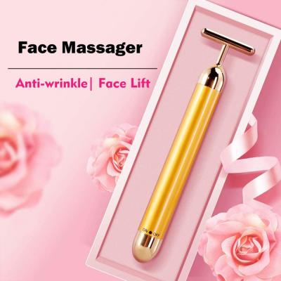 China Pigment Removal 2 in 1 Face Massage Roller Vibrating Massage Roller Stick for Face Lift Anti Wrinkle Skin Tightening for sale