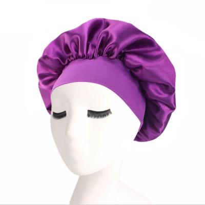 China Decorate Custom Women Ladies Night Sleep Hats Soft Satin Hair Cowl Hats for sale