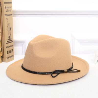 China Wholesale New Fashion Character Style Wide Brimmed Women Felt Jazz Cap Panama Vintage Fedora Hats for sale