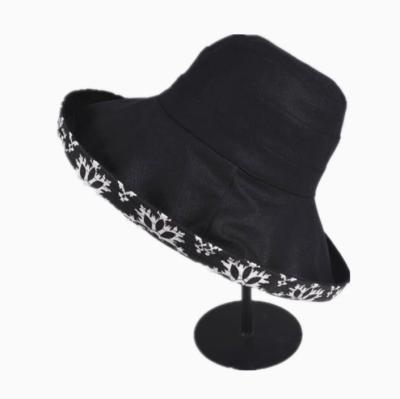 China Character Creative Women's Summer Fisherman Double Side Printed Beach Outdoor Bucket Big Brim Hat for sale