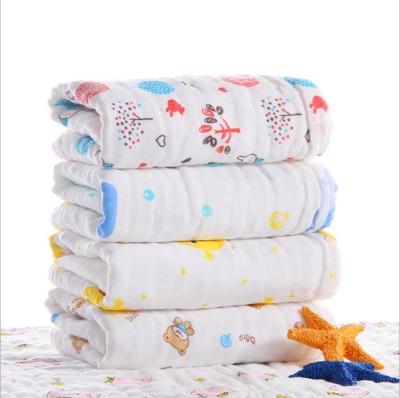 China Soft baby towel cotton six layer baby face towel cartoon printing baby bath towel cotton ready to ship for sale