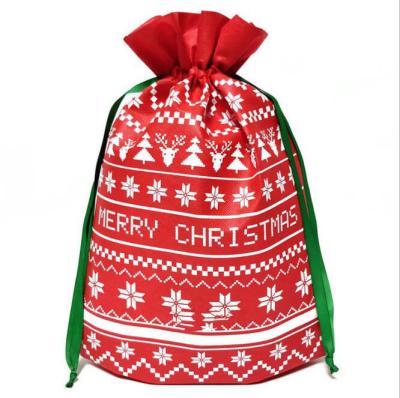 China 2019 Christmas Gift Bag Christmas Drawstring Gift Bag For Kids Christmas Tree Candy Bags Canvas for sale