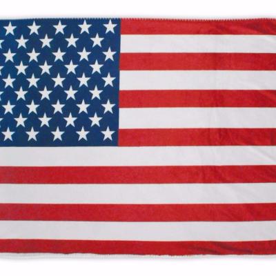 China Disposable Super Soft Fleece American Flag Cover Us Flag Throw Blanket for sale