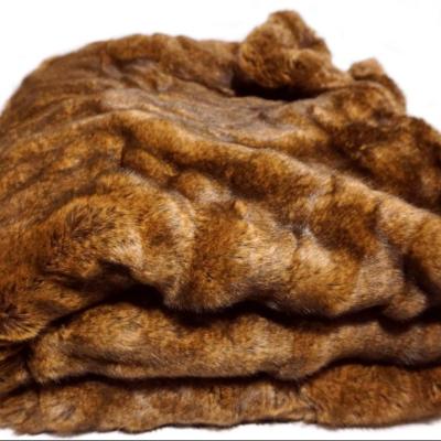 China Oversized disposable lynx throw blanket fox or brown luxury faux mink fur with plush velor reverse for sale