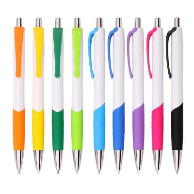 China Wholesale Cheap Promotional Parker Refill Customized Logo Printed Solid White Plastic Ballpoint Pen With Colorful Clip And Grip for sale