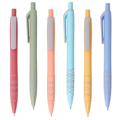 China Best Selling Company Logo Advertising Logo Solid Colorful Fancy Plastic Ball Pen Rubber Finish Normal Custom Gift Pen for sale