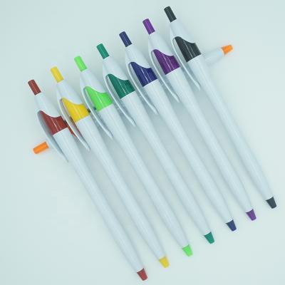 China Hot Selling Cheap Custom Promotional White Barrel Pen Colored Balances Plastic Ball Pens With Printed Logo for sale