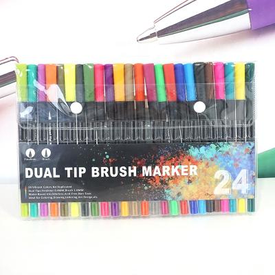 China Bright Colors Good Quality Tip Brush Sublimation Highlighter Dual Dye Fineliner Pens For Painting for sale