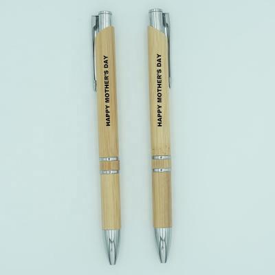 China Promotional Pen Bamboo Material Retractable Tip Pen With Custom Logo Printing for sale