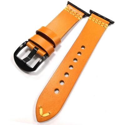 China 22mm Flexible Tan One Piece Leather Watch Bands Watch Band Buckle Designer Watch Band for sale