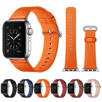 China Fashionable Custom High Quantity Call Italian Genuine Leather Watchbands For Apple Watch Band Iwatch Band Apple Watch Series 5/4/3 for sale