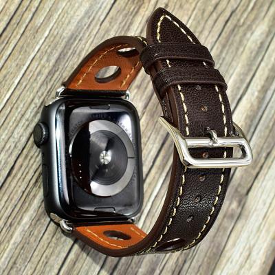 China Flexible Apple Watch Band Leather Wrapping Leather Watch Strap Sports Leather Apple Watch Bands for sale