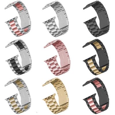 China Fanshion Solid 3 Beads Baht Stainless Steel Apple Watch Strap Watch Band 41mm 44mm 45mm for sale