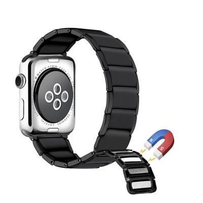 China Fashion Magnetic Attraction Magnet Stainless Steel Flexible Solid Link Strap Bracelet For iWatch 7 6 Apple Watch Band 5 Metal for sale