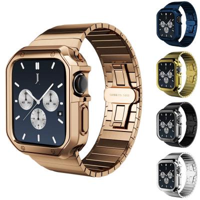 China Stainless Steel Apple Watch 7 Band Strap +TPU Case Apple Watch Adapter For Apple Watches Used for sale