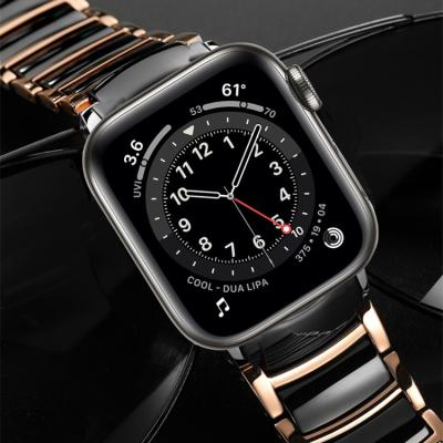 China Ceramic Stainless Steel i Watch Band 41mm 45mm Ceramic Apple Watch Strap Series 7/6 for sale