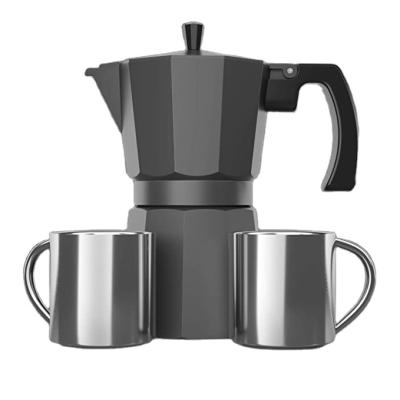 China WITH LID Moka Pot Stovetop Espresso Maker-Quick Stove Top Coffee Brewer-Includes 2 Stainless Steel Cups-350ml/6 Cup Brewing Capacity for sale