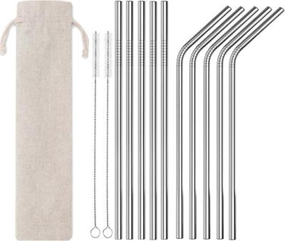 China 10.5” Disposable Stainless Steel Ultra Long Straws with Cleaning Brush (5Straight|5 Leaning|2 Brush) for sale