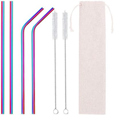 China Stainless Steel Disposable Straws Drinking Reusable Thickened 4 Set 26.5CM Ultra Long -2 Brushes For for sale