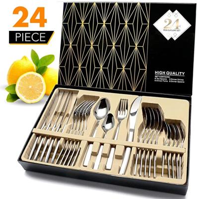 China Disposable Stainless Steel 24-Piece Silverware Sets High-Grade Mirror Polishing Cutlery Set, Universal Use for sale