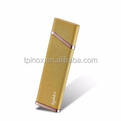 China Ultra Thin Portable Premium Size USB Electronic Cigarette Lighter Rechargeable Lighter Directly To USB Ports. Radio. Flameles. with gift box (gold) for sale