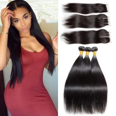 China Wholesale Silky Straight Indian Hair Bundles With Closure Cuticle Aligned Raw Hair 100% Mink Virgin Straight Hair Unprocessed for sale