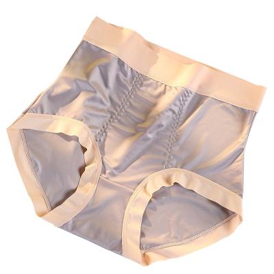 China QUICK DRY Plus Size Women's Silky Hip Light Plus Size High Waist Satin Panties Lifting Silk Underwear for sale