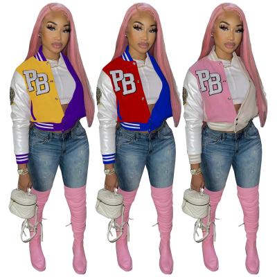 China 66244284 2022 women's sports jacket letter printed baseball uniform tops spring jacket varsity jacket women for sale