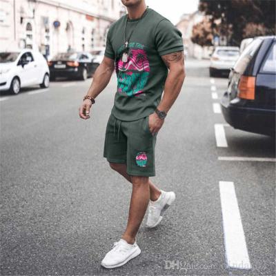 China Summer Men's Shorts Sports Tracksuits Designer Breathable Sleeves Printed Casual T-shirt Suit Men 2 Piece Set for sale