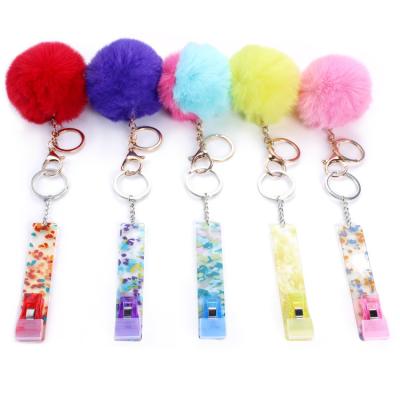 China Custom Wholesale Acrylic Plastic Puller Key Chain Debit ATM Credit Card Plastic Grab For Long Nails for sale