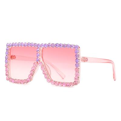 China 2022 Oval Children's Rhinestones Inlaid Personalized Oval Gradient 20655 Glass Girls Two Color Mom Parent Funny PC Sunglasses Men for sale