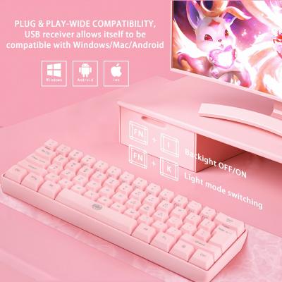 China Switch 61 Keys Ambidextrous Wireless Blue Gaming OEM RGB Mechanical Keyboard For Typing for sale