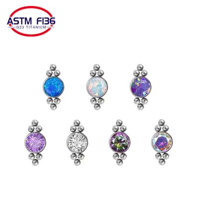 China Fashion Jewelry ASTM F136 Zircon Stud Belly Earrings Nose Rings Trendy Tragus Opal Piercing Set Cute Titanium Ring Set for sale