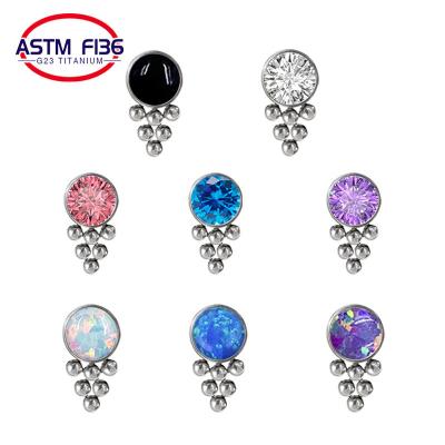 China Trendy Cute Earrings ASTM F136 Titanium Set Zircon ONYX Opal Earring Belly Rings Nose Ring Tragus Jewelry Fashion Piercing Piercing for sale