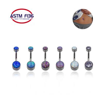 China Top Selling ASTM F136 Punk Titanium With Opal Belly Rings Earring Nose Navel Rings Jewelry Fashion Body Piercing for sale