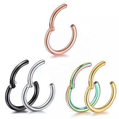 China Wholesale Fast Goods 16G/18G/20G ASTM F136 Titanium Nose Ring Cartilage Tragus Earring CLASSIC Hinged Fashion Jewelry Piercing Jewelry for sale