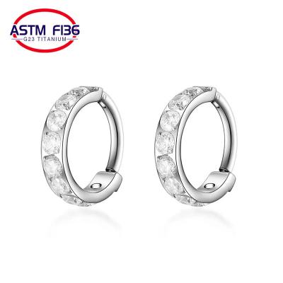 China Cute Hot Sale ASTM F136 Titanium Piercing Set Zircon Body Jewelry Hinged Clicker Nose Ring Earring for sale