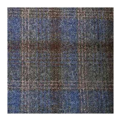 China Brown Blue Plaid Worsted Woven Wool 20% Wool 20% Polyester 30% Viscose Blend Wholesale High Quality Blend Fabric for sale