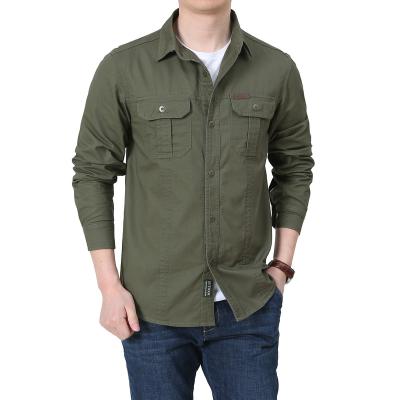 China Solid Color Multi-pocket Cotton 100% Wholesale Casual QUICK DRY Long Sleeve Work Shirts For Men for sale